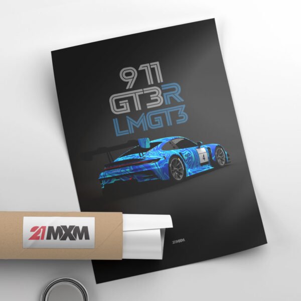 LM GT3 - 911 GT3 R 2023 No.4 - Back - Wall Art Poster - Image 4