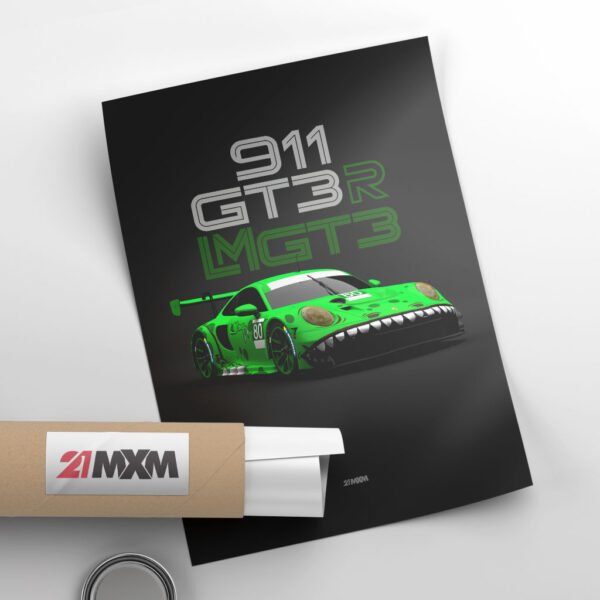 LM GT3 - 911 GT3 R 2023 No.80 - Front - Wall Art Poster - Image 4