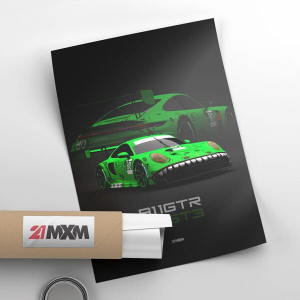 911 GT3 R 2023 No. 80 - LM GT3 - Wall Art Poster - Image 4