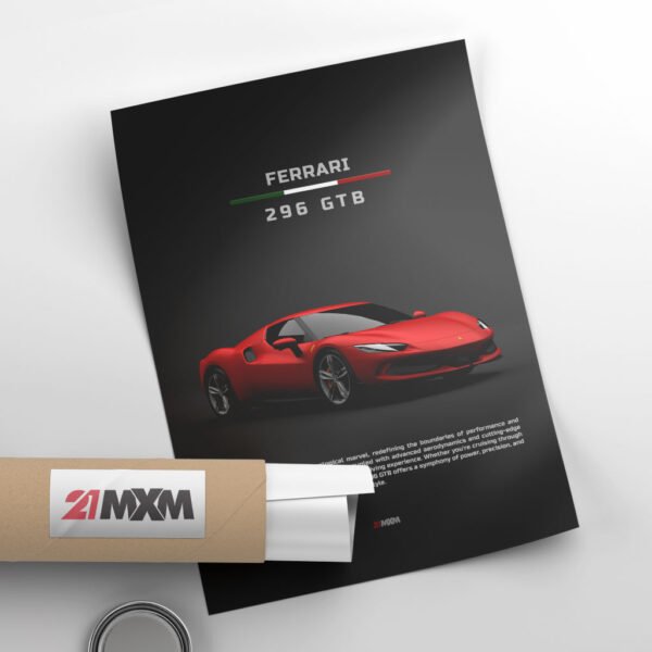 Ferrari 296 GTB - Front - Wall Art Poster - Image 4