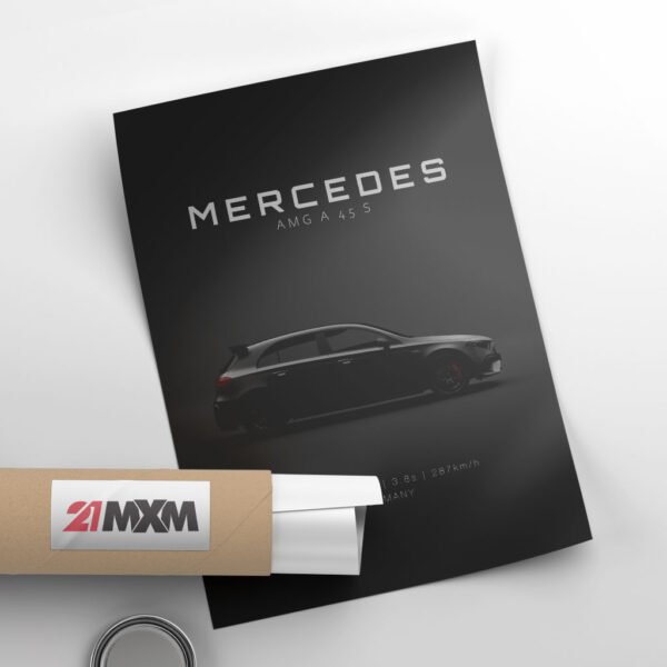 Mercedes A45 S AMG 2020 W177 - Black - Specs - Wall Art Poster - Image 4