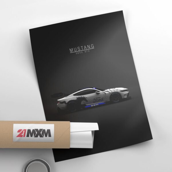 Mustang S650 GT3 White - Wall Art Poster - Image 4