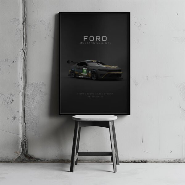 Mustang S650 GT3 No.77 - Front - Wall Art Poster - Image 2