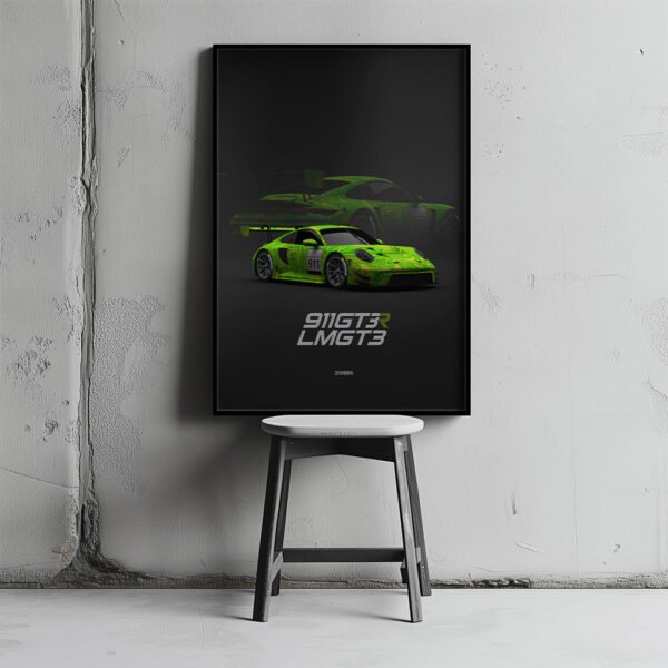 LM GT3 - 911 GT3 R 2023 - No. 911 - Wall Art Poster - Image 2