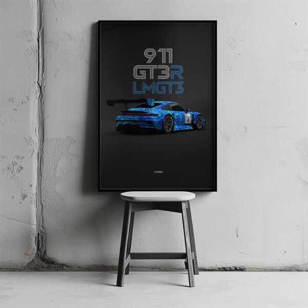 LM GT3 - 911 GT3 R 2023 No.4 - Back - Wall Art Poster - Image 2