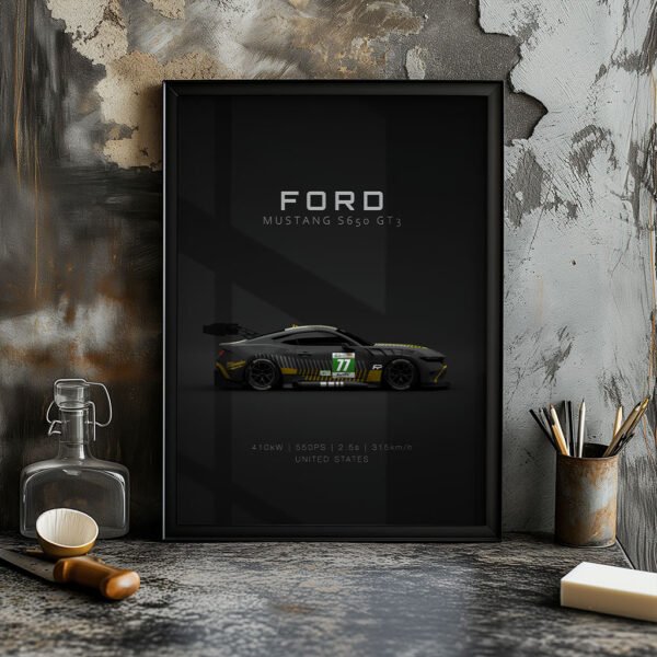 Ford Mustang S650 GT3 - Specs - Wall Art Poster - Image 2