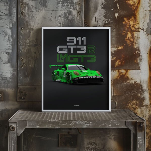 LM GT3 - 911 GT3 R 2023 No.80 - Front - Wall Art Poster - Image 2