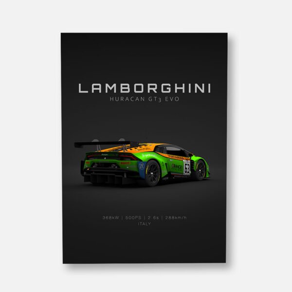 Huracan GT3 ACC No.63 - Back - Specs - Wall Art Poster