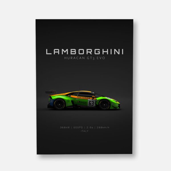 Huracan GT3 ACC No.63 - Specs - Wall Art Poster