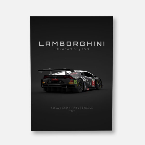 Huracan GT3 No.9 - Back - Wall Art Poster