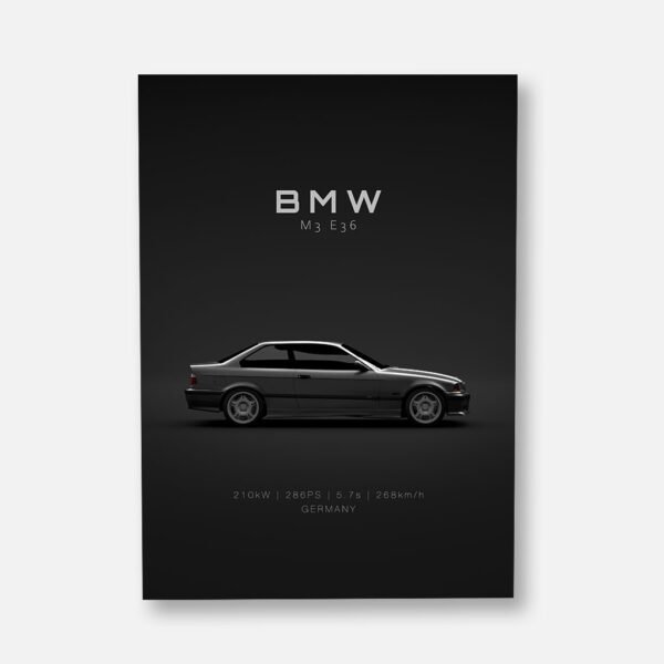 BMW M3 E36 - Specs - Wall Art Poster