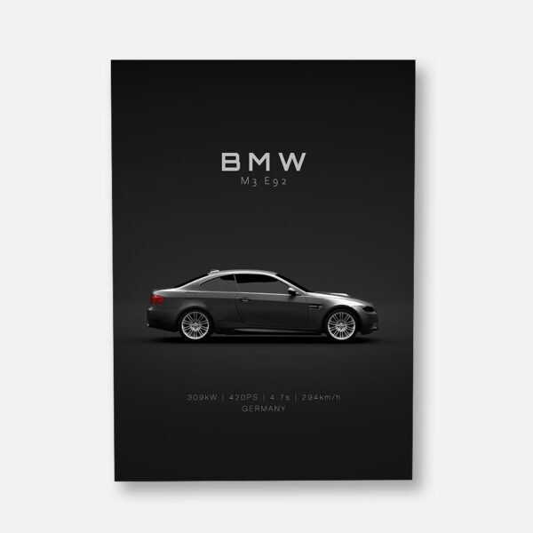 BMW M3 E92 - Specs - Wall Art Poster