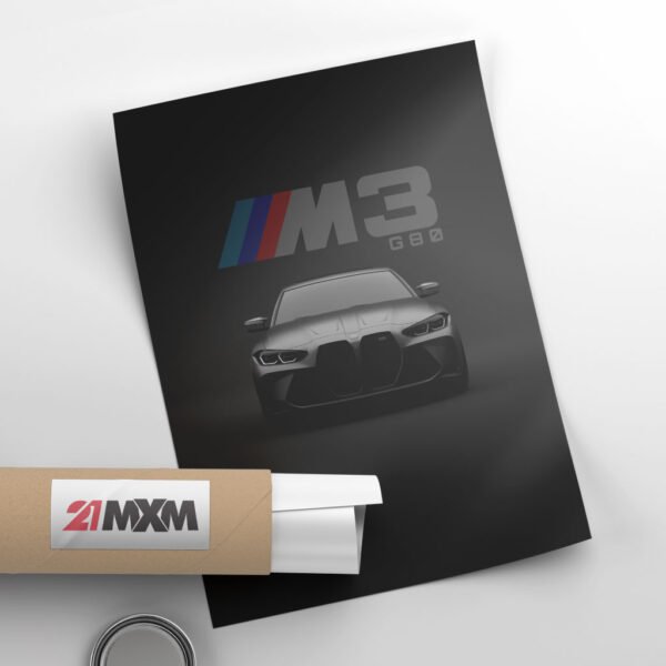 BMW M3 G80 2021 - Front - Wall Art Poster - Image 4