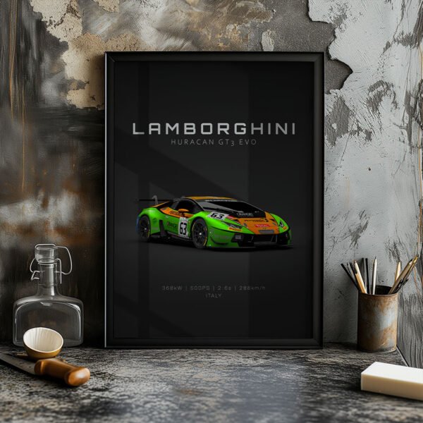 Huracan GT3 ACC No.63 - Front - Specs - Wall Art Poster - Image 2