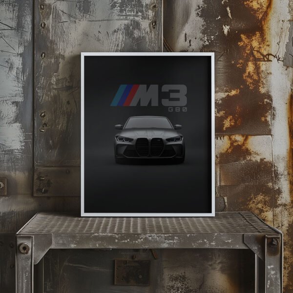 BMW M3 G80 2021 - Front - Wall Art Poster - Image 2