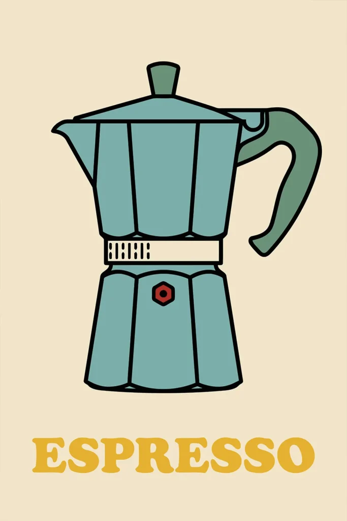 Retro Moka Pot Espresso Poster Digital Wall Art