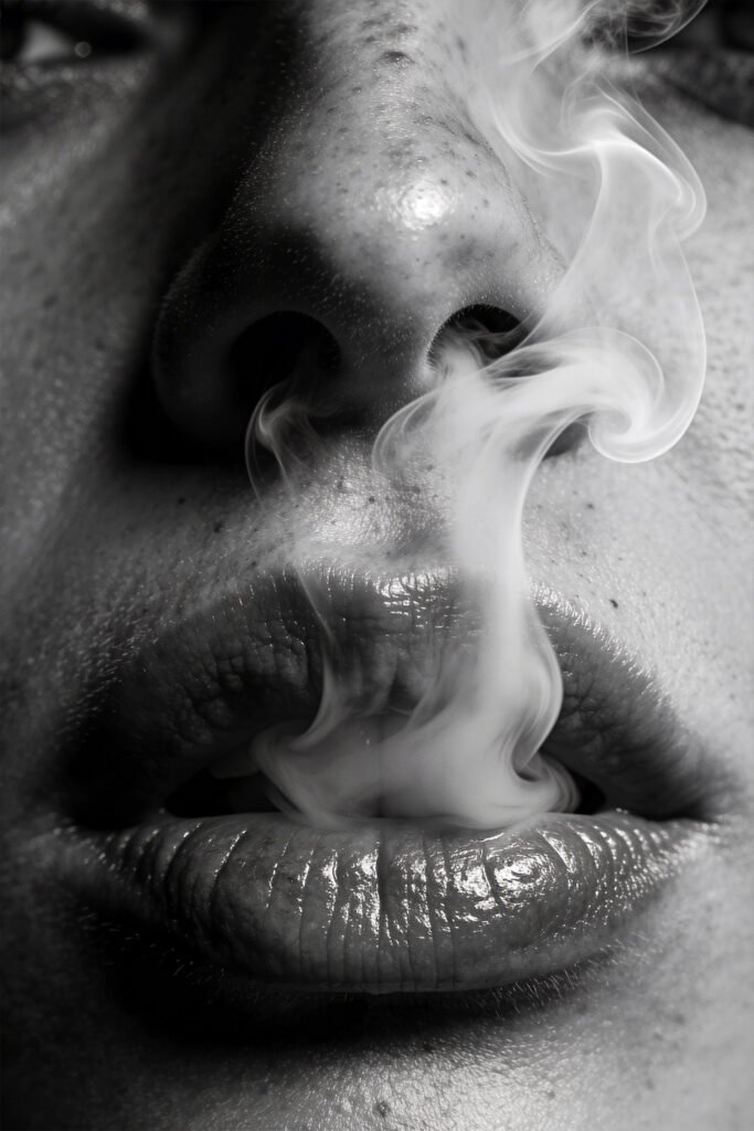black and white smoke art | dramatic monochrome portrait