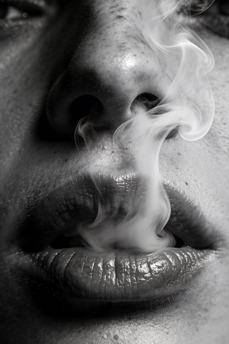 black and white smoke art | dramatic monochrome portrait