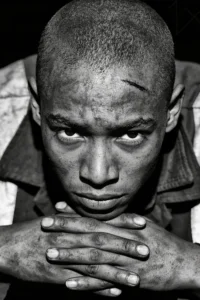 black and white portrait young man