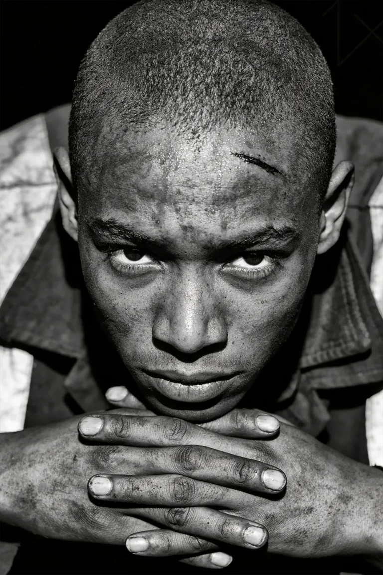 black and white portrait young man