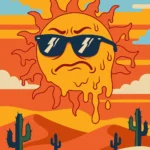 Retro Melting Sun Desert Wall Art