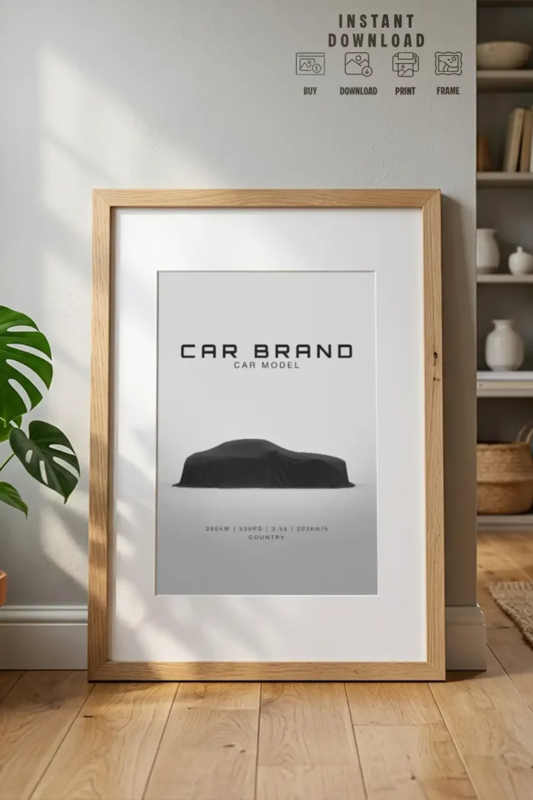 custom minimalist car side poster white