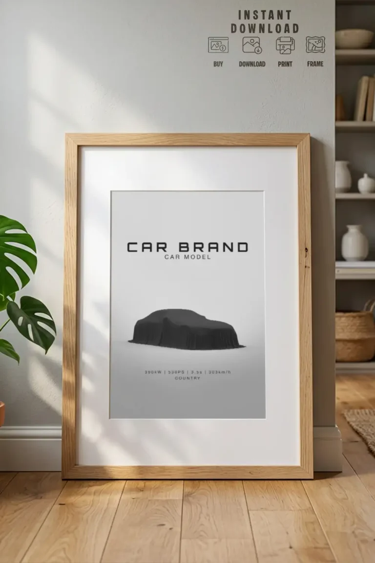 custom minimalist car side poster white (copy)