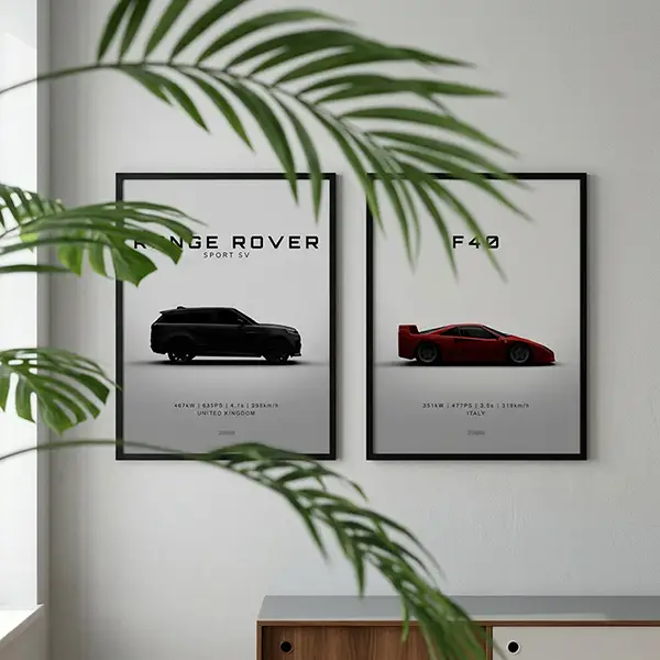 custom minimalist car side poster white