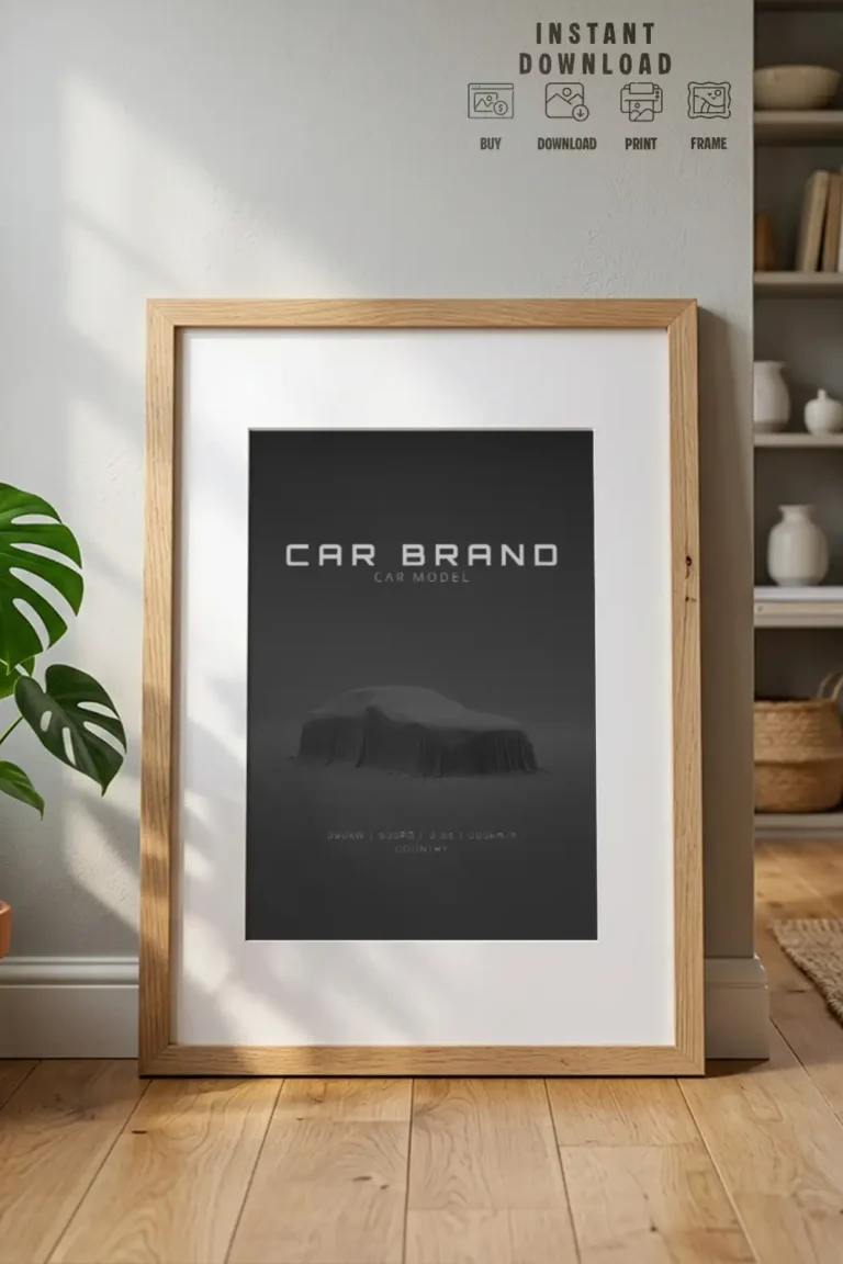 custom minimalist front car detail poster
