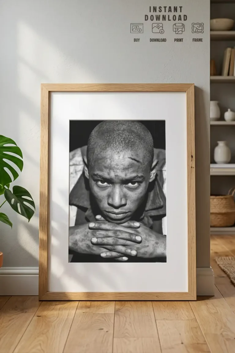 black and white portrait young man