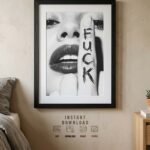 provocative woman face wall art | bold b&w photography print