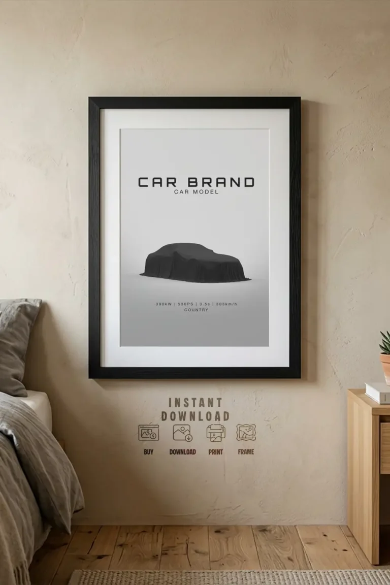 custom minimalist car side poster white (copy)
