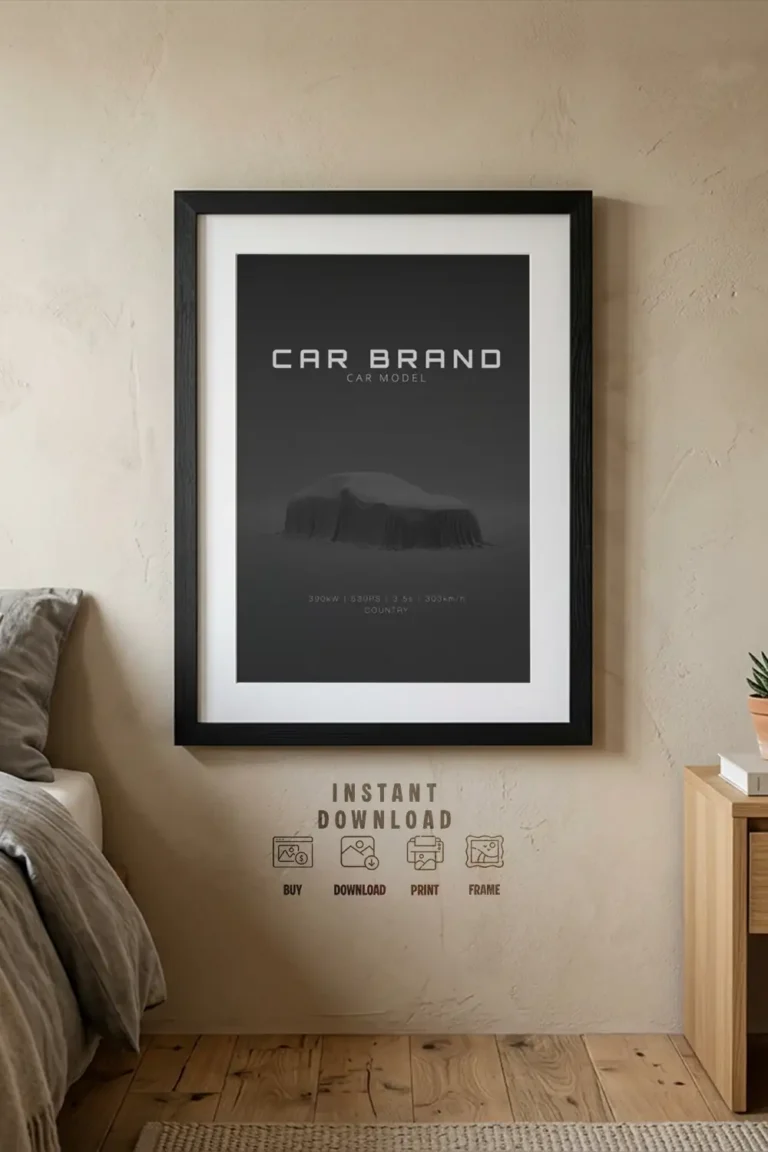 custom minimalist front car detail poster