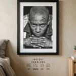 black and white portrait young man
