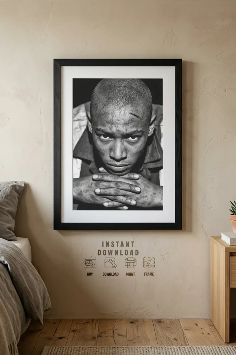 black and white portrait young man